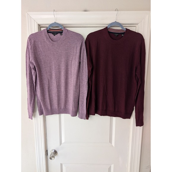 Ted Baker Crewneck Sweater Lot of 2 Purple Burgundy Mens 4 Large quiet luxury